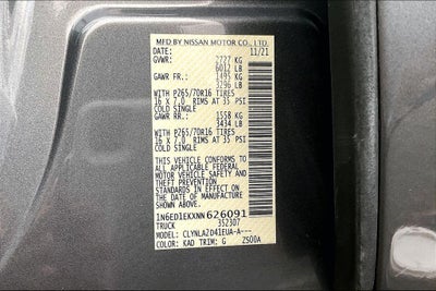 2022 Nissan Frontier S w/Tech Pack