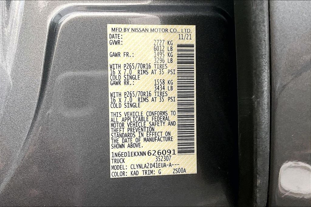 2022 Nissan Frontier S w/Tech Pack